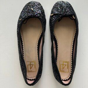 L47 Ballet Flats Bows Sparkly Glitter Navy, 9M